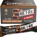 MET-Rx Big 100 Protein Bar, Meal Replacement Bar, 30G Protein, Salted Caramel Brownie Crunch, 9 Count, 3.52 Oz.(Packaging may vary)