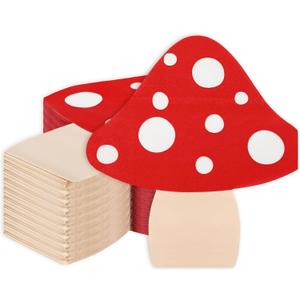 Whaline 100 Pack Fall Mushroom Paper Napkin 2Ply Red Jungle Mushroom Disposable Napkins Forest Plant Dessert Dinner Hand Napkin for Fall Autumn Birthday Fairy Garden Party Baby Shower, 6.5 x 5.8 Inch