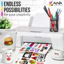 Printable Vinyl Sticker Paper - Waterproof Decal Paper for Inkjet Printer - 30 Self-Adhesive Sheets - Glossy White - Standard Letter Size 8.5"x11"