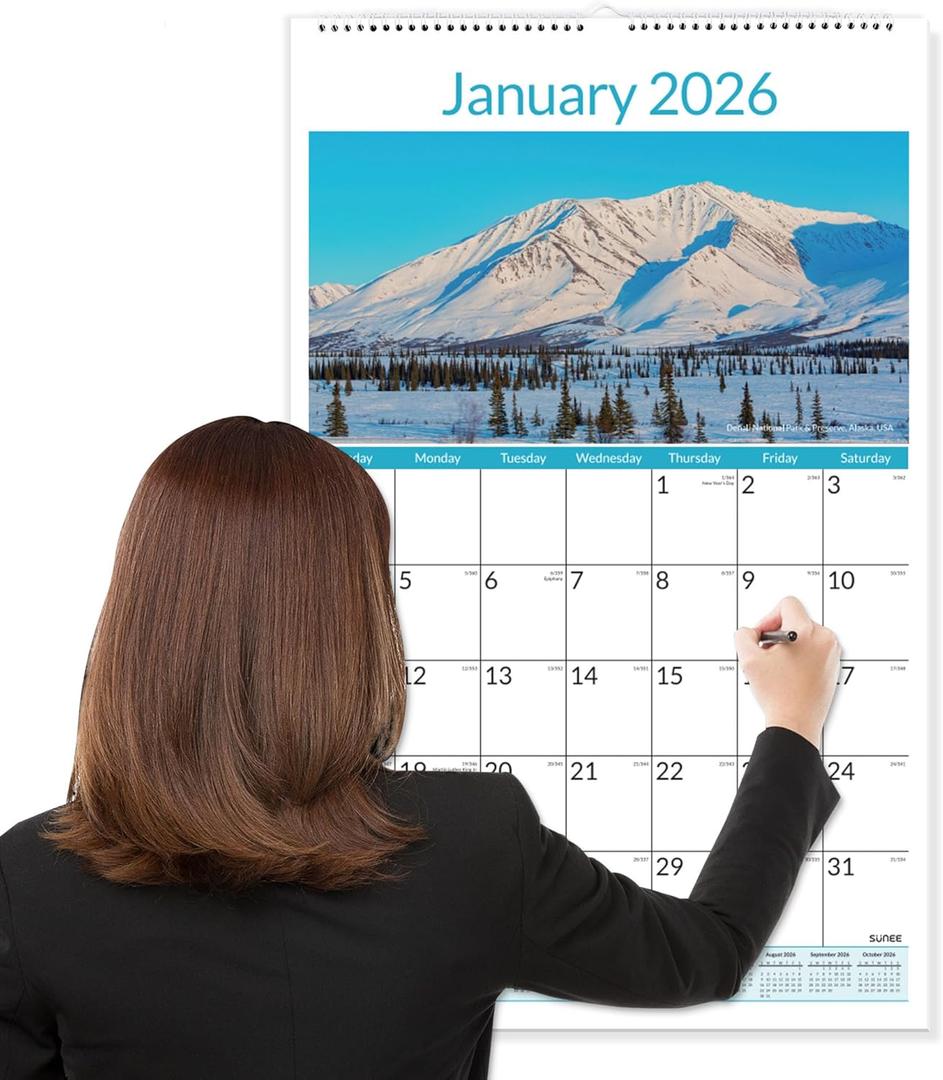 SUNEE 2026 Wall Calendar Extra Large 17"x27", 21 Month from October 2025 to June 2027, Vertical Extra Large Monthly Calendar 2026-2027 for Wall, National Parks