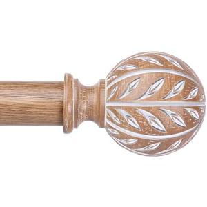 Boho Wood Curtain Rod, Decorative Curtain Rods for Windows 48 to 84 Inch with Handmade Wood Grain Leaf Finials, 1 Inch Adjustable Heavy Duty Vintage Rustic Window Treatment Rods, Easy Install