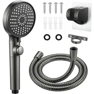 RV Shower Head with Hose, High Pressure Handheld RV Shower Head Replacement with On Off Switch,5 Modes,Power Jet, Camper Shower Head for RV,Travel Trailer,Motorhome,Boat RV Essentials,Gray