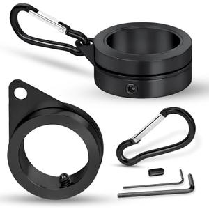 BONWIN Flag Pole Rings, 1" Spinning Flagpole Ring Clips, 2 Pcs Aluminum Alloy & Steel 360 Rotating Anti Wrap Flag Mounting Rings with Snap Carabiners for 0.75-1.02 Inch Diamete Flagpole (1, Black)