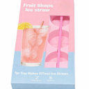 Fruit Shape Ice Straw, Pink , Pack of 3