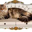 Cat Scratcher Bed,23.6 Inch Sofa-Shaped Cat Scratcher Couch, Large Luxury Durable Cardboard Sofa Scratcher Pad Furniture Protector for Indoor Cats Scrach,Rest and Play,Beige