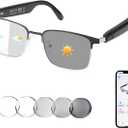 AI Translator Smart Glasses for Men Women, Bluetooth Audio Sunglasses with Photochromic Lenses, Photo Translation, No Subscription, Real-Time Translation(160+Languages) for Travel Business (Silver)
