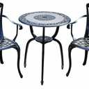 KAILI 3 Piece Bistro Table Set Cast Aluminum Outdoor Patio Furniture with Chair with armrests (Bronzed), Onesize
