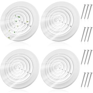 Therwen 4 Pcs 10 Inch Round Vent Cover, White Round Ceiling Diffuser with Screws HVAC Vent Duct Cover Replacement Exhaust Fan Covers for Home Office Kitchen Ventilation Use, Outer Dimensions 13-15/16"