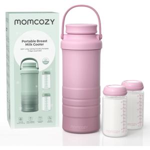 Momcozy 22oz Portable Breast Milk Cooler for Outdoor, Life Saver with 360 Total Cooling for 24 Hours, Larger Capacity Travel Breastmilk Chiller with 2pcs Baby Bottles for Breastmilk Storage