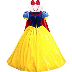 KUFV Women's Princess Costume Dress Snow White Princess Costume with Headband (XX-Large, Yellow)