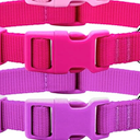 azuza 2 Pack Dog Collars Comfortable and Adjustable Nylon Dog Collars for for Small Dogs, S (11-16inch) Hot Pink and Purple