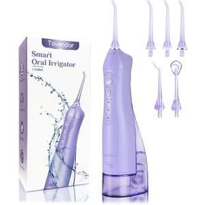Tovendor Electric Water Flosser, Cordless Rechargeable Dental Oral Irrigator IPX7 Waterproof 300ML Travel Water Teeth Cleaner with 5 Tips for Braces Care Teeth Gums Cleaning, Home Office Daily Use