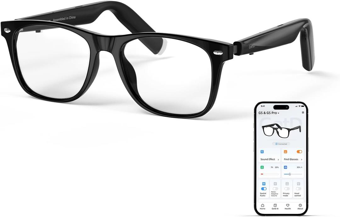 GetD AI Glasses for Men & Women, Smart Glasses Powered by ChatGPT, AI Real-time Translation with 107 languages, 11H Music Play, Bluetooth Glasses with Anti-Blue Light Lens for Daily Use, Travel