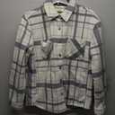 HFX Women's Button Down Plaid Fleece Shacket With Bonded Sherpa Lining, Dual Chest Pockets S