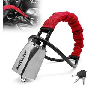 KAYCENTOP Car Steering Wheel Lock, Seat Belt Lock, Car Locks Anti-Theft Device with Aluminum Alloy Lock Housing, Max 17 Inch Length, High Visibility and Light-Weight, Universal Fit, 3Keys(Red)