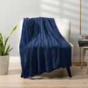 PAVILIA Navy Blue Fleece Throw Blanket for Couch, Dark Blue Super Soft Fuzzy Flannel Throw for Sofa, Luxury Plush Microfiber Bed Blanket, Cozy Home Decorative Velvet Gift Blanket, 50x60