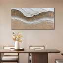 Trogonup Large Coastal Canvas Wall Art for Living Room 20x40 Inch Hand Painted White Ocean Textured Seascape Oil Painting Beach Artwork for Bedroom Office Home Decor Ready to Hang