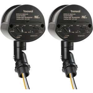 2 Pack Motion Sensor, 180-Degree Replacement Motion Detector, Adjustable Time & Detection Sensitiity Up to 60 Feet Range, 3 Working Modes Pir Motion Sensor for Security Floodlight, Black, UL Listed