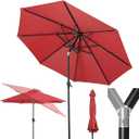 Tempera Patio Market Outdoor Table Umbrella with Push Button Tilt and Crank,Large Sun Umbrella with Sturdy Pole&Fade resistant canopy,Easy to set (10FT, Red)