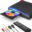 DVD Player, HDMI Region Free DVD Players for Smart TV, 1080P Upscaling, USB Input, HDMI/RCA Output Cable Included, Breakpoint Memory, Built-in PAL/NTSC, CD Players for Home (Black)