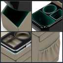 Center Console Between Seat Organizer for Minivans, SUVs, with Key Holder & Cup Holders,Phone Storage for Minivan &SUVs, Middle Van Floor Console Organizer Storage Box- Beige
