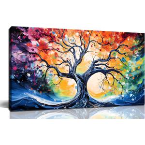Large Canvas Wall Art Colorful Tree Picture Modern Living Room Bedroom Home Office Wall Decor Framed Canvas Prints Ready to Hang Size 20x40