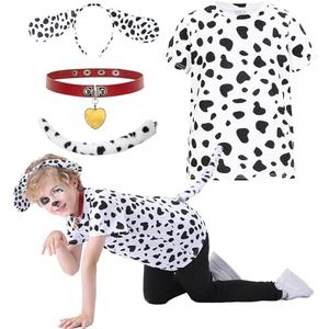 Z-Shop Halloween Dalmatian Costume Kids,Boys Girls 101 Days Of School Outfit Shirt Headband Ears and Tail Accessories,6