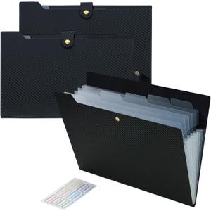 Expanding File Folder 3PCS 7 Pocket Letter Size Accordion File Organizer with Labels Portable Document Paper Bill Receipt Organizer for School Office Supplies, A4 Size, Black