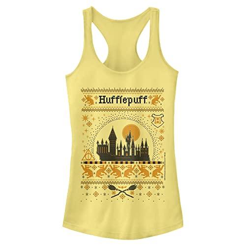 Harry Potter Warner Brothers and The Deathly Hallows Hufflepuff House Sweater Women's Fast Fashion Racerback Tank Top Banana Size L