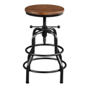 Yaheetech Industrial Bar Stool Vintage Counter Rustic Counter Height Metal Bar Stool Adjustable with Round Wood Seat Kitchen/Dining/Cafe Chair 20-27 Inch Tall, Brown, 1PCS
