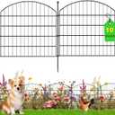 24 in(H) x20 Ft(L) No Dig Heavy Duty Metal Fence - 10 Panels Thick Rust-Resistant Decorative Fence Posts for Yard Security, Garden, Lawn, Farm and Poultry (Black)