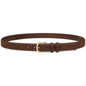 SANSTHS Suede Belt for Women, 1-Inch Fashion Waist Belt with Simple Gold Buckle, Thin Belt for Dresses Jeans & Daily Wear, Coffee M (Black, M)