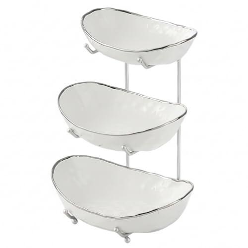 Tmore Fruit Bowl,Ceramic Fruit Bowl,Decorative Fruit Basket with Gold Metal Stand,Large Space Saving Serving Bowl for Kitchen Countertop,Dining Table & Party Display. One Bowl only