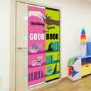 Halloween Pink and Green Party Decorations Witch Princess Themed Banner Holding Space for a Good Book Classroom Front Door Porch Sign Witch Party Wall Decor for kids Birthday Party Supplies