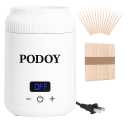 PODOY Mini Wax Warmer - Switchable Display, Portable for Hair Removal with 100 Wax Sticks, Non-Stick Waxing Kit for Women's Face and Body, Professional Melter Machine (WHITE)