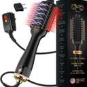 Automatic Dual Voltage Blowout Brush Hair Dryer, 4-in-1 Blow Drying Brush, Ionic Hair Straightener w/No Heat Damage, Light 1.3 lb Blowout Tool, Blow Dryer Curling Wand, Hot Air Styler for All Types