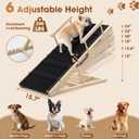 Dog Ramp for Bed - Foldable Small to Large Dog Ramp for Couch - 6 Adjustable Height from 12" to 24" - High Traction Mat & Safety Side Rails - Wooden Ramp for Dogs to Get on Bed Couch Car Up to 200LBS