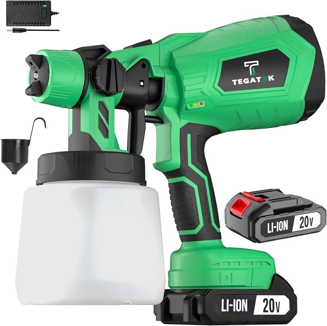 Cordless Paint Sprayer with Battery and Charge, Electric Spray Gun with 4 Nozzles and 3 Patterns, Paint Sprayers for House Painting, Ideal Tool for All House Scenes, 1 Battery