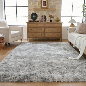 Fluffy Area Rugs 8x10 for Bedroom - Large Grey Shag Rug for Living Room Nursery Room - Fuzzy Shaggy Rugs for Kids Room - Non-Slip Soft Plush Furry Carpets for Boys Girls Room