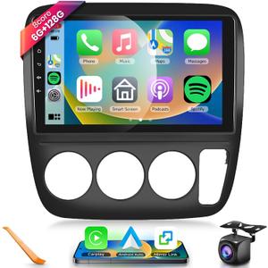 6G+128G Car Radio for Honda CRV 1997 1998 1999 2000 2001, 8- core Wireless Carplay Android Auto Car Stereo, 9 IPS Touchscreen with WiFi, GPS, Bluetooth,FM/RDS, 32EQ DSP, Rear Camera