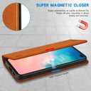 ZZXX for Samsung Galaxy S10 Plus Wallet Case with [RFID Blocking] Card Slot Stand Strong Magnetic Leather Flip Fold Protective Phone Case for Samsung Galaxy S10+ Case Wallet(Brown-6.4 inch)