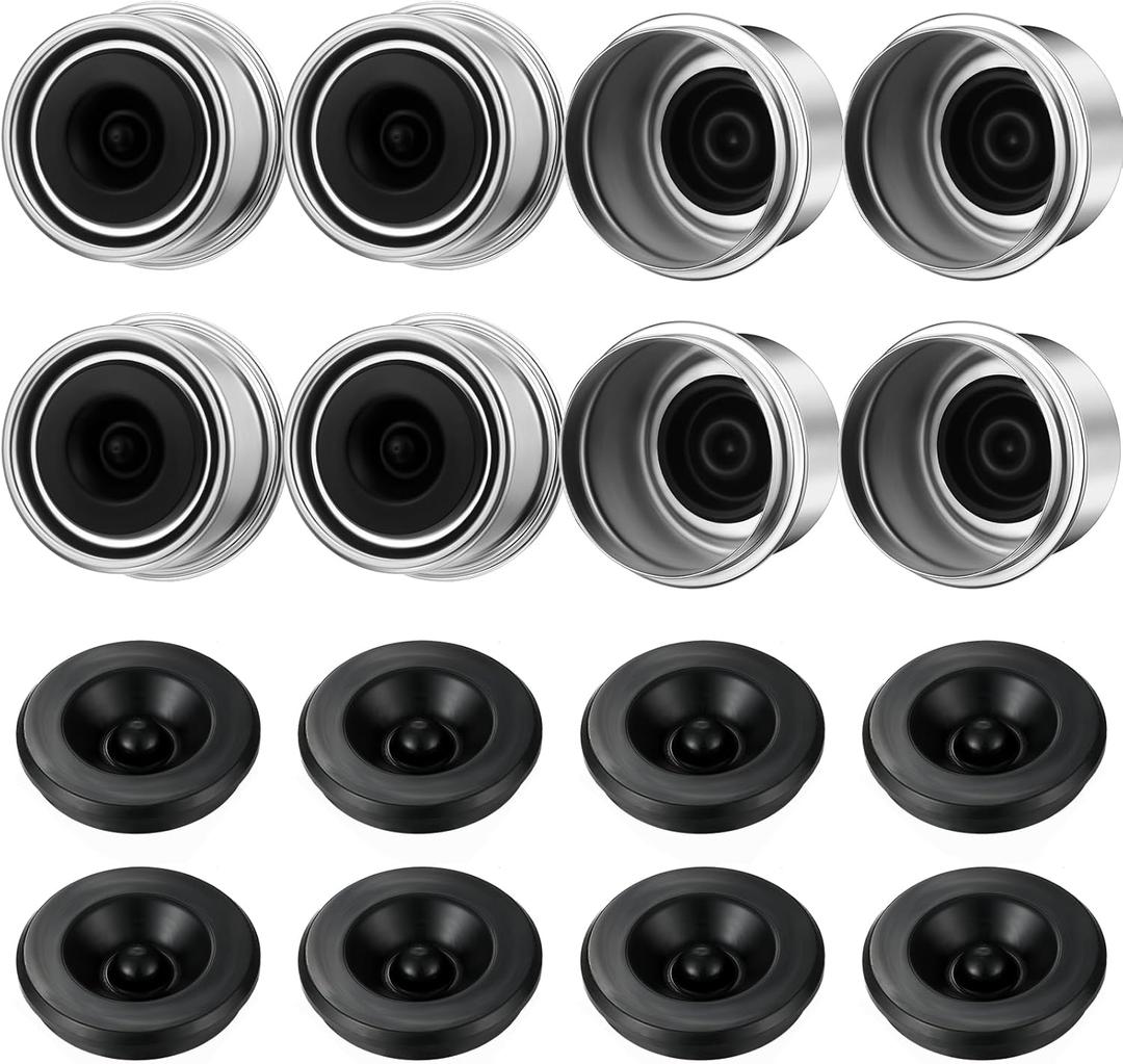 8 Pieces Trailer Dust Cap 1.98 Inch Trailer Hub Cap Trailer Axle Grease Cap Galvanized Grease Cap Covers Dust Cap with Rubber Plugs Compatible with Most 2000-3500 lb Axles Trailer Wheel Hubs