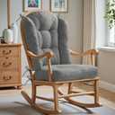 Wingback Rocking Chair Cushion - Small 17"x17" Seat & 26.7"x22.2" Back, for Indoor Rockers, Glider & Adirondack Chair Cushions, High-Density Sponge, Comfort Chenille with Ties (Grey, 2-Piece)