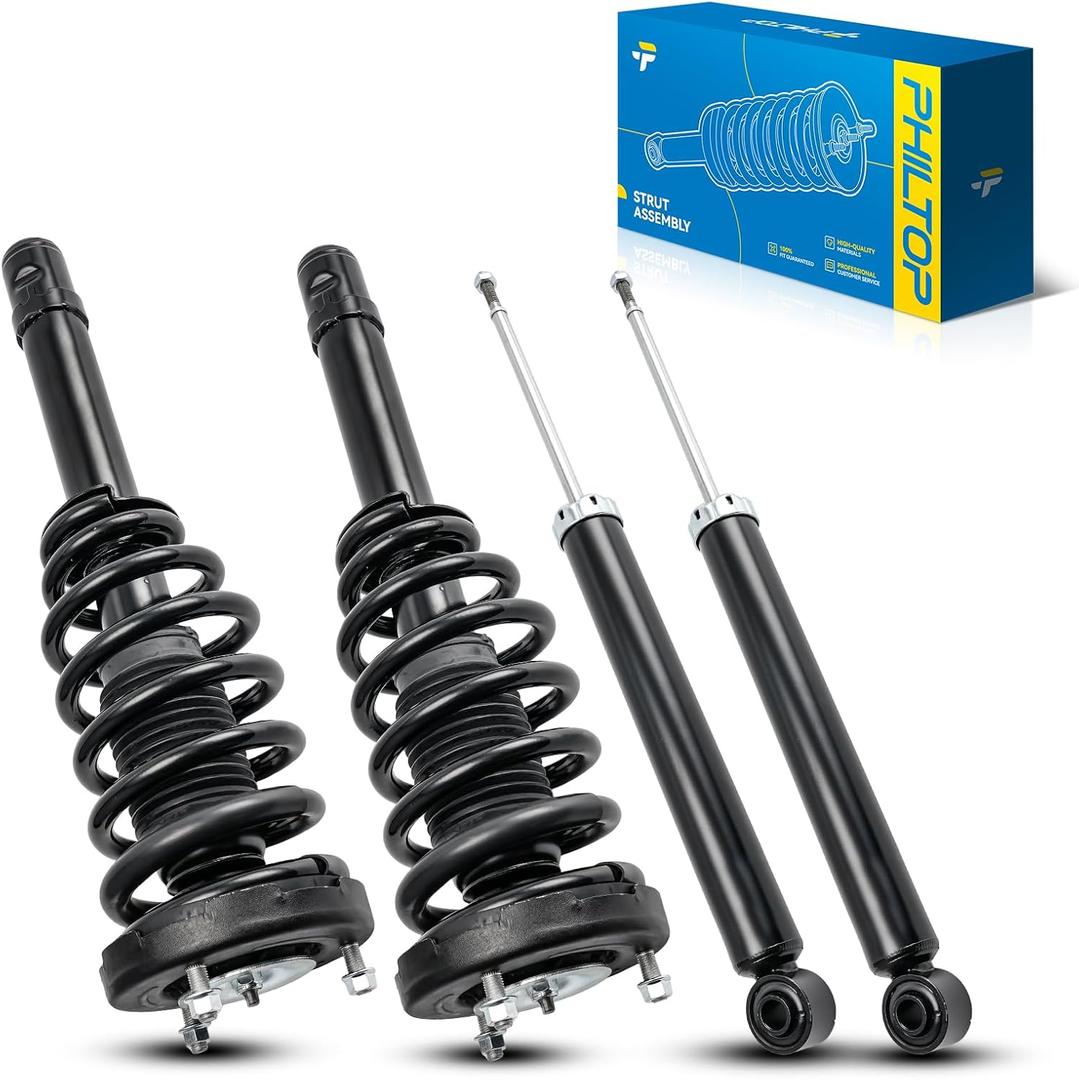 PHILTOP Front Rear Struts Assembly for 2006-2010 Sonata 2006-2008 Azera 2010-2011 Azera, 172281*2/5614*2 Complete Struts and Shocks Absorber Assembly,Quick Suspension Loaded Struts with Coil Spring