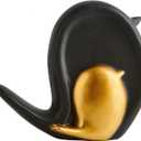 Bird Statue Home Decor-Bird Bath&Desk or Book Shelf Decor Figurines (Black and Gold)