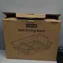 Sakugi Extendable Dish Drying Rack Over Sink with Dish Drainer, Sink Organization and Storage Essentials with Silverware & Utensil Holder, Home and Apartment Decor, 12" W x 16.1~23" L, Black