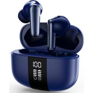 Studio-Quality Wireless Ear Buds with Deep Bass & Enhanced Audio Clarity, Bluetooth 5.4, 10-Year Lifespan Earbuds, ENC Noise Cancelling Calls, Secure Fit Memory Foam Tips, IPX6 Waterproof (Blue)