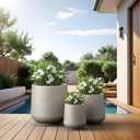 Kante Premium Concrete Planter Set, 3 Sizes Modern Indoor Outdoor Plant Pots for Home Patio Garden Decor