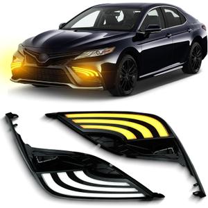 Switchback White/Amber LED Front Fog Daytime Running Lamp w/Dynamic Flash LED Turn Signal light Feature Compatible with Toyota Camry 2021-2024 SE XSE TRD