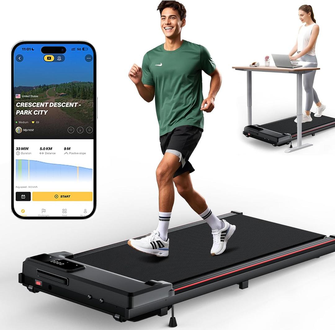 4.0MPH/6.5MPH Walking Pad Treadmill with 12% Incline, 3-Preset Mode, 2-in-1 Under Desk Treadmill 300lb Capacity, Portable Treadmills for Small Spaces, Home, Office, Work for Smart APP